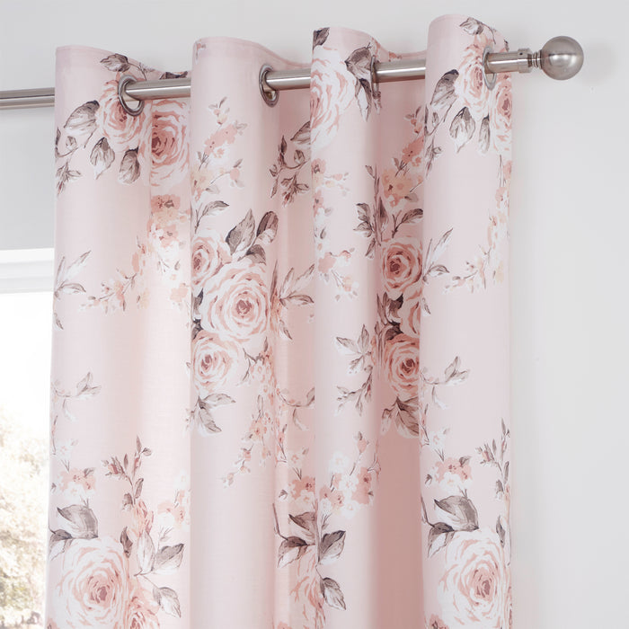 Canterbury Floral Eyelet Curtains Blush Pink