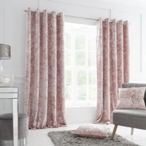Crushed Velvet Eyelet Curtains - Blush Pink