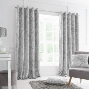 Crushed Velvet Eyelet Curtains - Silver Grey