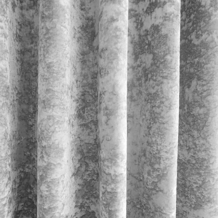 Crushed Velvet Eyelet Curtains Silver Grey