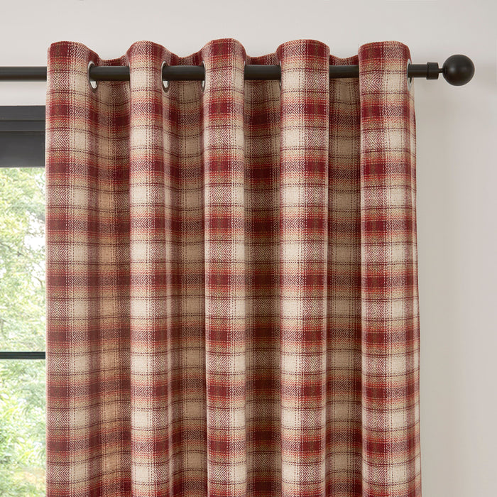 Curtina Everett Jacquard Eyelet Curtain - Red