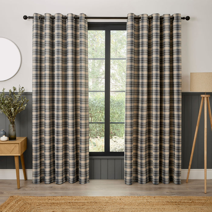 Curtina Everett Jacquard Eyelet Curtains - Grey