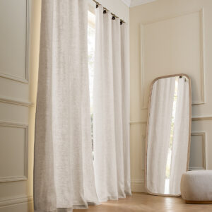 Private Lined Washed Linen Eyelet Curtain