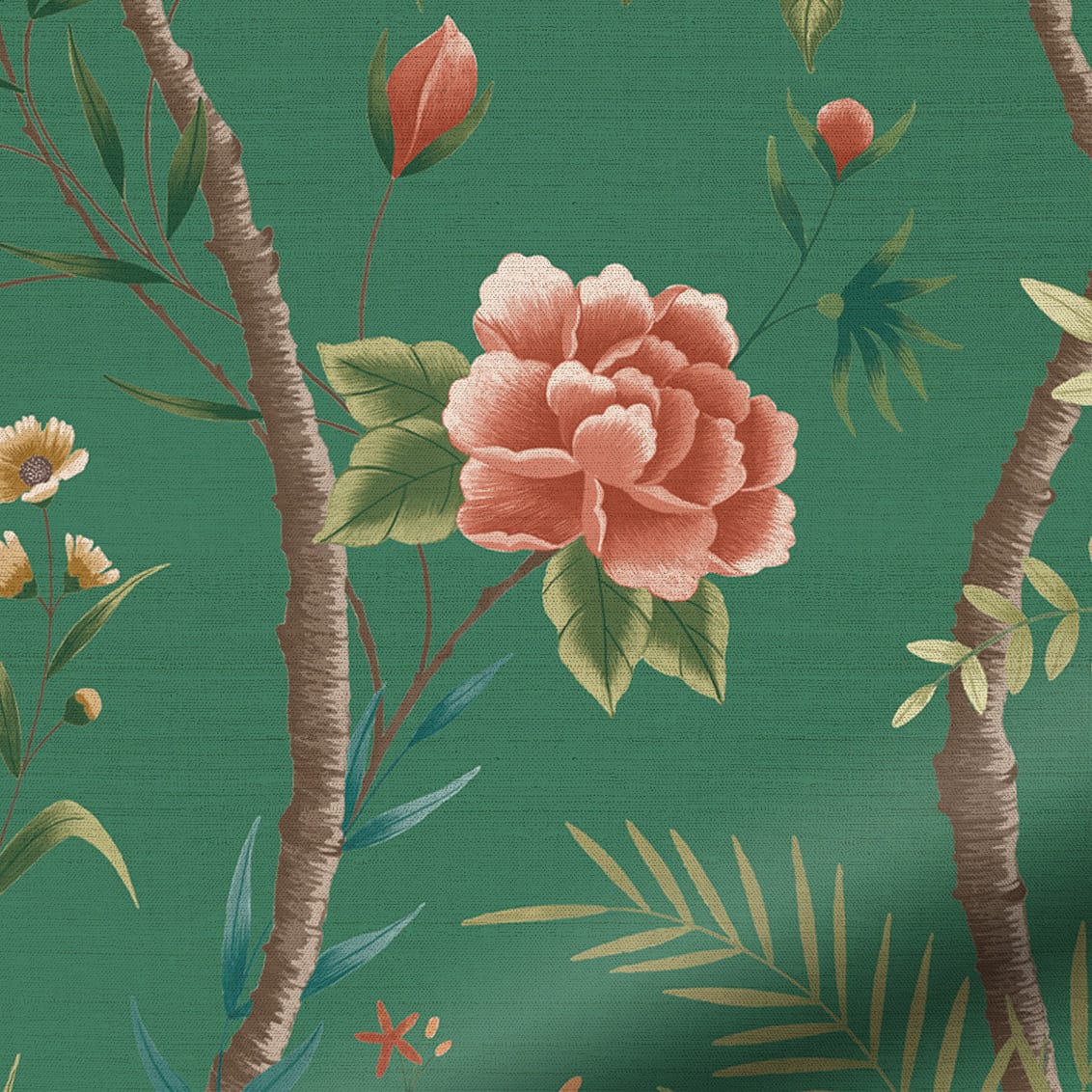 Chinoiserie Faux Silk Lagoon