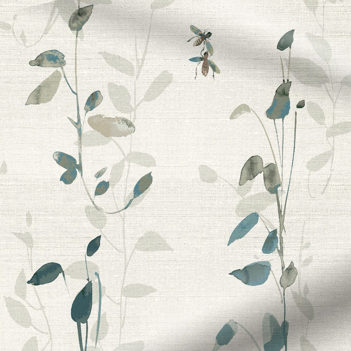 Secret Garden Faux Silk Inky Blue Curtain