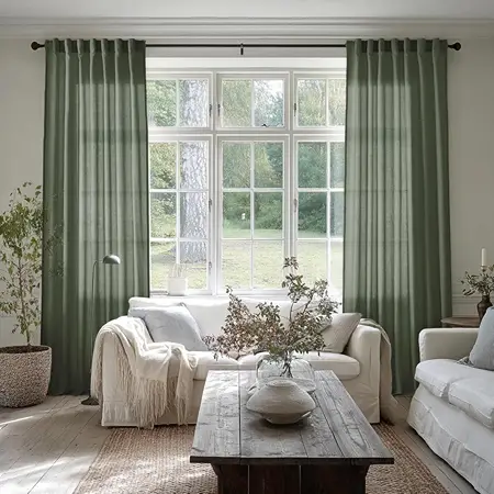 Green Curtain For Living Room