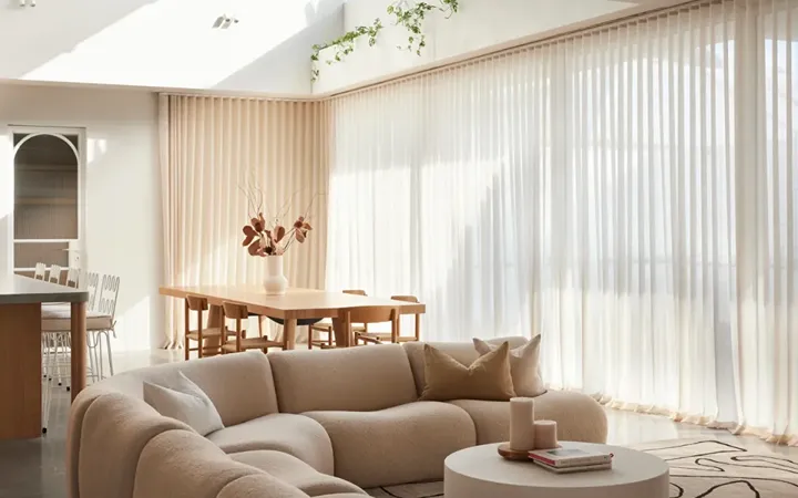 Motorized sheer curtain install in living room