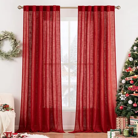 Red Linen Curtain
