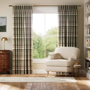 Alloa Autumn Rustic Plaid Double Pinch Pleat Curtains