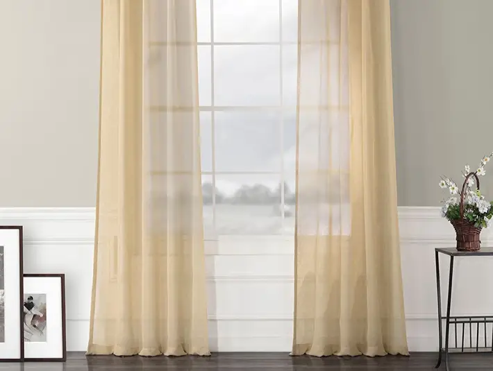 Beige Sheer Window Curtains