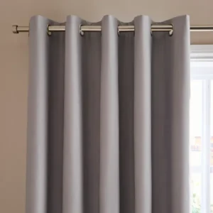 Berlin Soft Grey Blackout Eyelet Curtains
