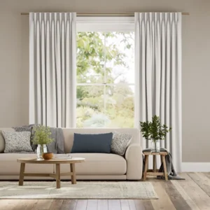 Bijou Alabaster Soft Linen Double Pinch Pleat Curtains