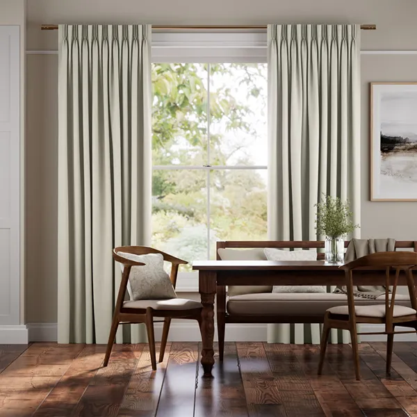 Bijou Oatmeal Natural Linen Double Pinch Pleat Curtains