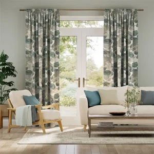 Blakely Vintage Cyan Spring Linen Botanical Curtains