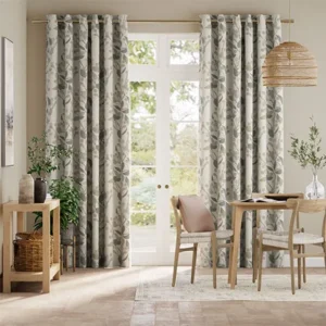 Bursting Berries Oatmeal Linen Botanical Patterned Curtains