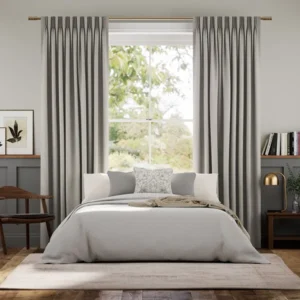 Cavendish Grey Wash Textured Double Pinch Pleat Curtains