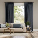 Cavendish Navy Textured Double Pinch Pleat Curtains