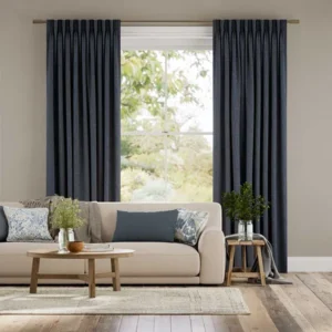 Cavendish Navy Textured Double Pinch Pleat Curtains