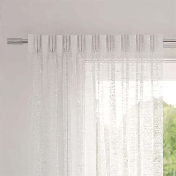 Chevron Snow White Voile Double Pinch Pleat Curtain