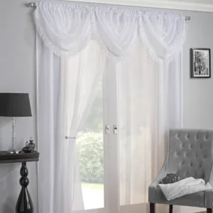 Crystal Savannah White Rod Pocket Voile Curtains