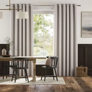 Ella Cappuccino Warm Grey Stripe Patterned Curtains