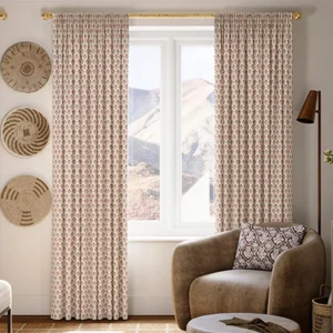 Emily Bond Hawthorn Swiss Red Floral Curtains
