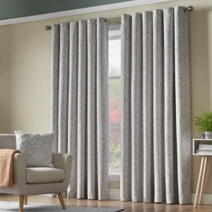 Ferndown Cream Floral Eyelet Blockout White Curtains