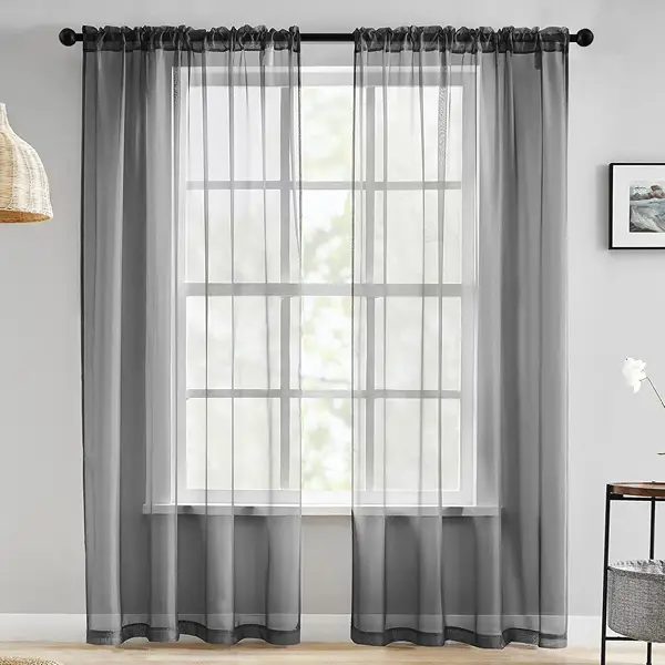 Grey Sheer Window Curtains