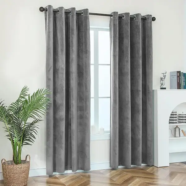 Grey Velvet Curtain
