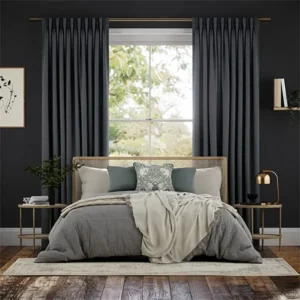 Harrow Flint Textured Grey Double Pinch Pleat Curtains