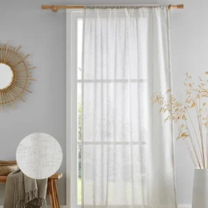 Kayla Natural Textured Slub Voile White Curtains