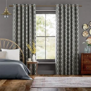 Lattice Navy Blue Mediterranean Patterned Curtains
