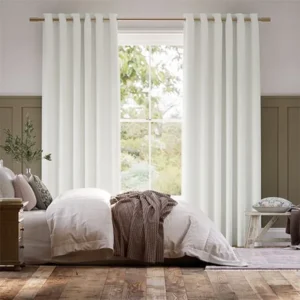 Layla Bright White Plain Beige Curtains