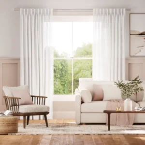 Liana Frost White Voile Double Pinch Pleat Curtains
