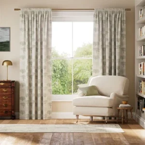 Little Orchard Evergreen Botanical Pencil Pleat Curtains