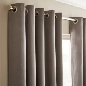 Luxe Grey Velour Luxury Eyelet Curtains