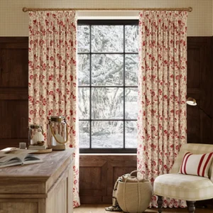 Maggies Pillbox Floral Red Curtains