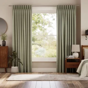 Mila Celadon Woven Texture Double Pinch Pleat Curtains