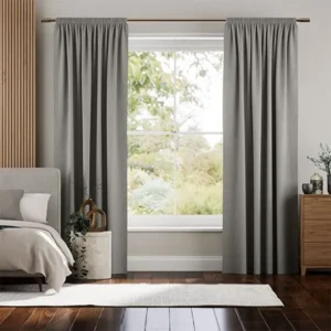 Paleo Elephant Grey Linen-Texture Pencil Pleat Curtains