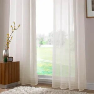 Plain Ivory Voile Ring Top White Curtains