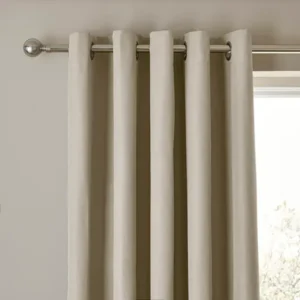 Rotterdam Grey Herringbone Blackout Eyelet Curtains