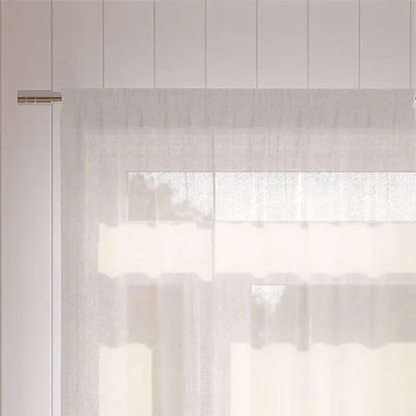 Tahiti Snow White Sheer Voile Pencil Pleat-Curtains