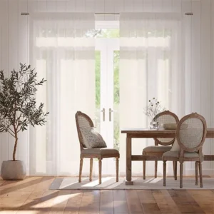 Tahiti Snow White Sheer Voile Pencil Pleat Curtains