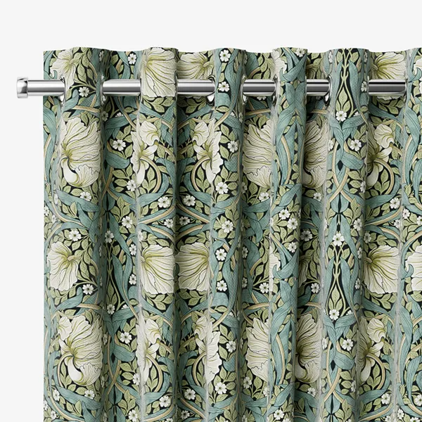 William Morris Pimpernel Sage Floral Patterned-Curtains