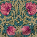 William Morris Pimpernel Teal Floral Pink Curtain