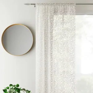 Willow Natural Leaf Print Voile White Curtains