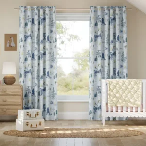 Winnie The Pooh Toile Soft Blue Storybook Curtains