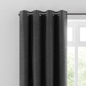Zodiac Light Grey Plain Blackout Eyelet Curtain