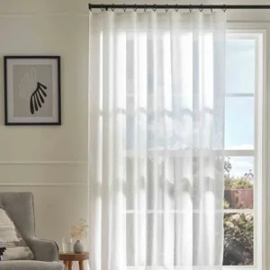 Ivory Bouclé Voile Curtain Panel