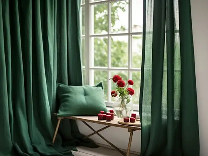 Livingroom Green Curtain